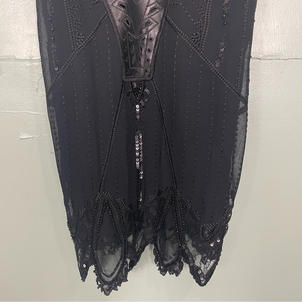 Free People Blooms At Night Mini Dress Sequence Beaded Women Sz XS Black Lined - Picture 6 of 8